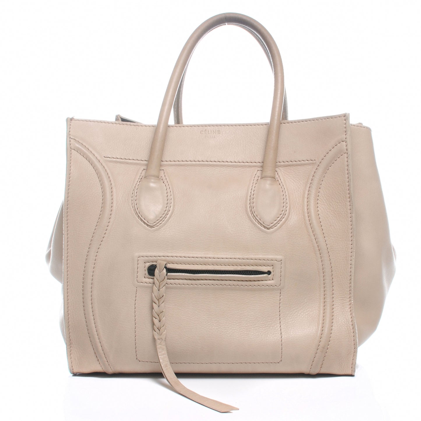 Smooth Calfskin Medium Phantom Luggage Bag Taupe