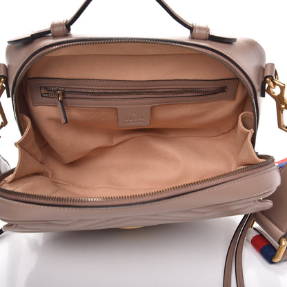 Gucci Calfskin Matelasse Sylvie Web Small GG Marmont Top Handle Shoulder Bag Porcelain Rose 5 of 7