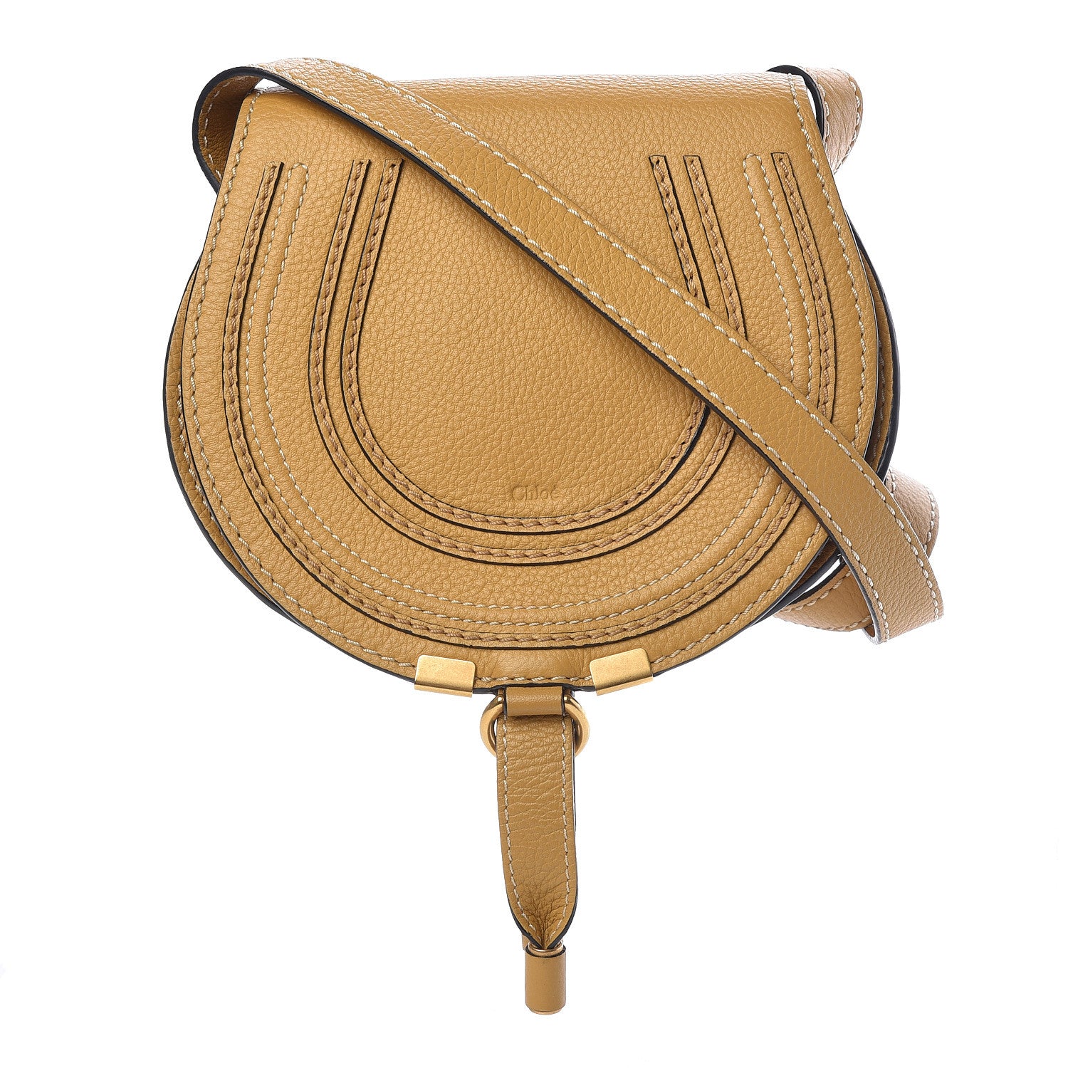 Chloe Calfskin Mini Marcie Round Crossbody Bag Dusty Yellow 1 of 11