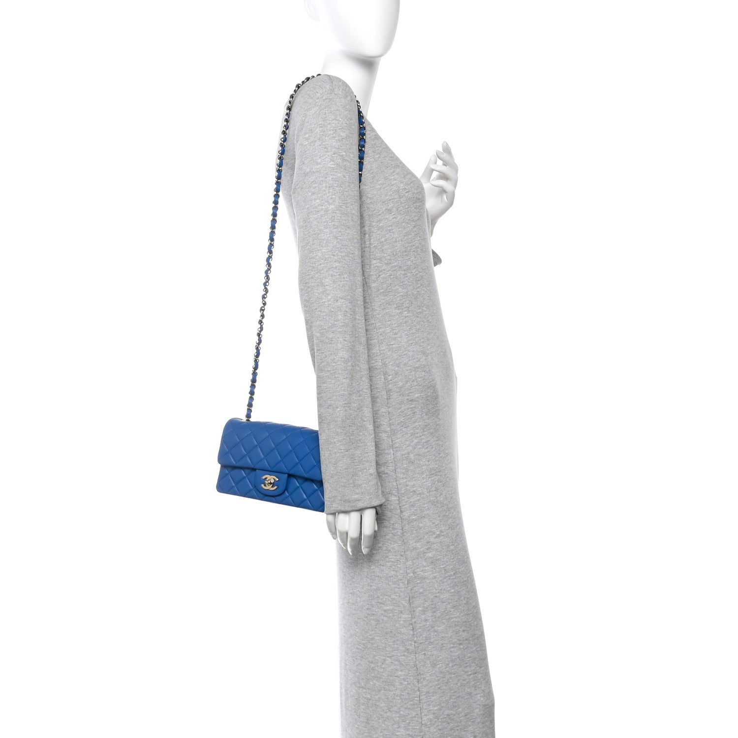 Chanel Lambskin Quilted Mini Rectangular Flap Blue 2 of 10