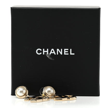 Chanel Pearl Enamel CC Drop Earrings Black 5 of 5