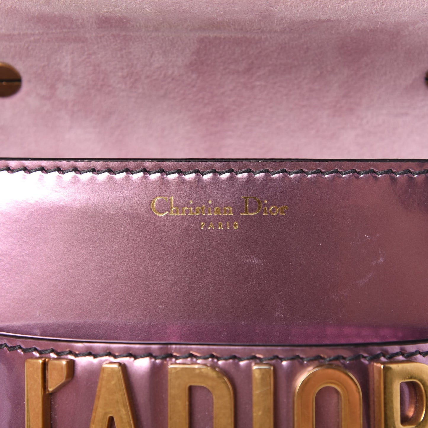 Metallic Calfskin J'Adior Mini Chain Flap Bag Pink