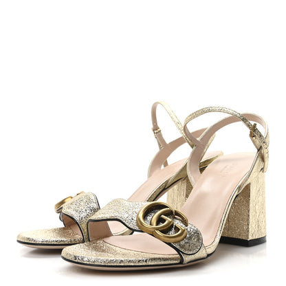 Gucci Galassia GG Marmont Ankle Wrap 75mm Sandals 37 Platino 4 of 9