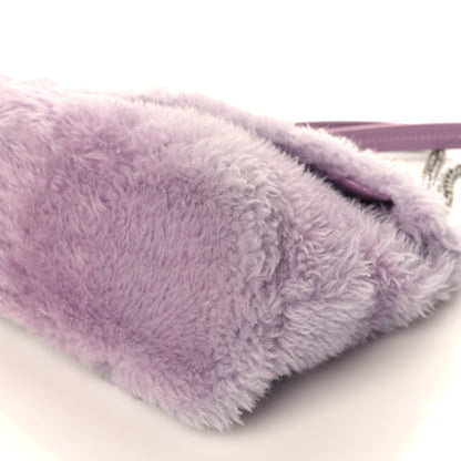 Saint Laurent Merino Shearling Lambskin Quilted Small Loulou Puffer Monogram Chain Satchel Lila 8 of 8