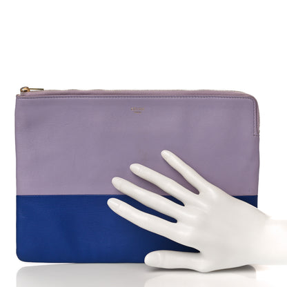 Celine Smooth Lambskin Bi-Color Solo Clutch Pouch Light Purple Royal Blue 2 of 10