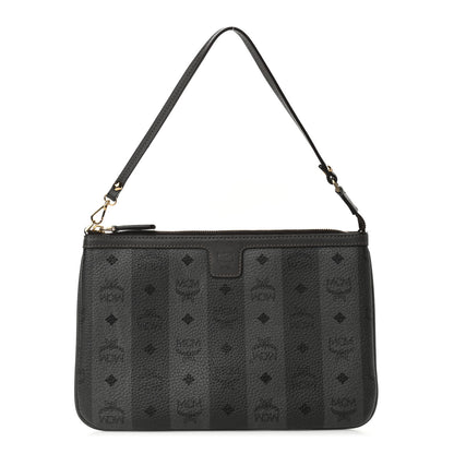MCM Striped Visetos Liz Shopper Tote Pouch Phantom Grey 1 of 9