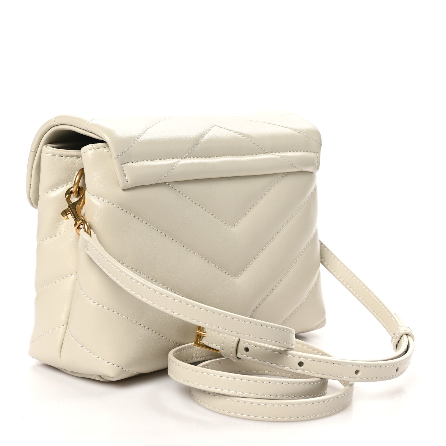 Saint Laurent Calfskin Y Quilted Monogram Toy Loulou Crossbody Bag Crema Soft 2 of 11
