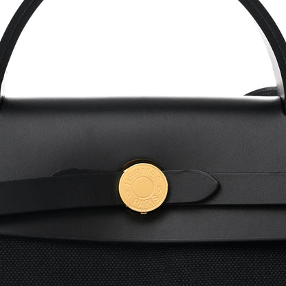Hermes Military Toile Vache Hunter Herbag Zip Retourne 31 PM Black 9 of 11