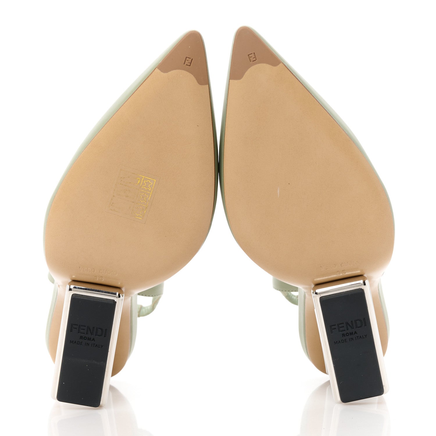 Fendi Vitello Fendi First 95mm Slingback Pumps 35 Musk 5 of 9
