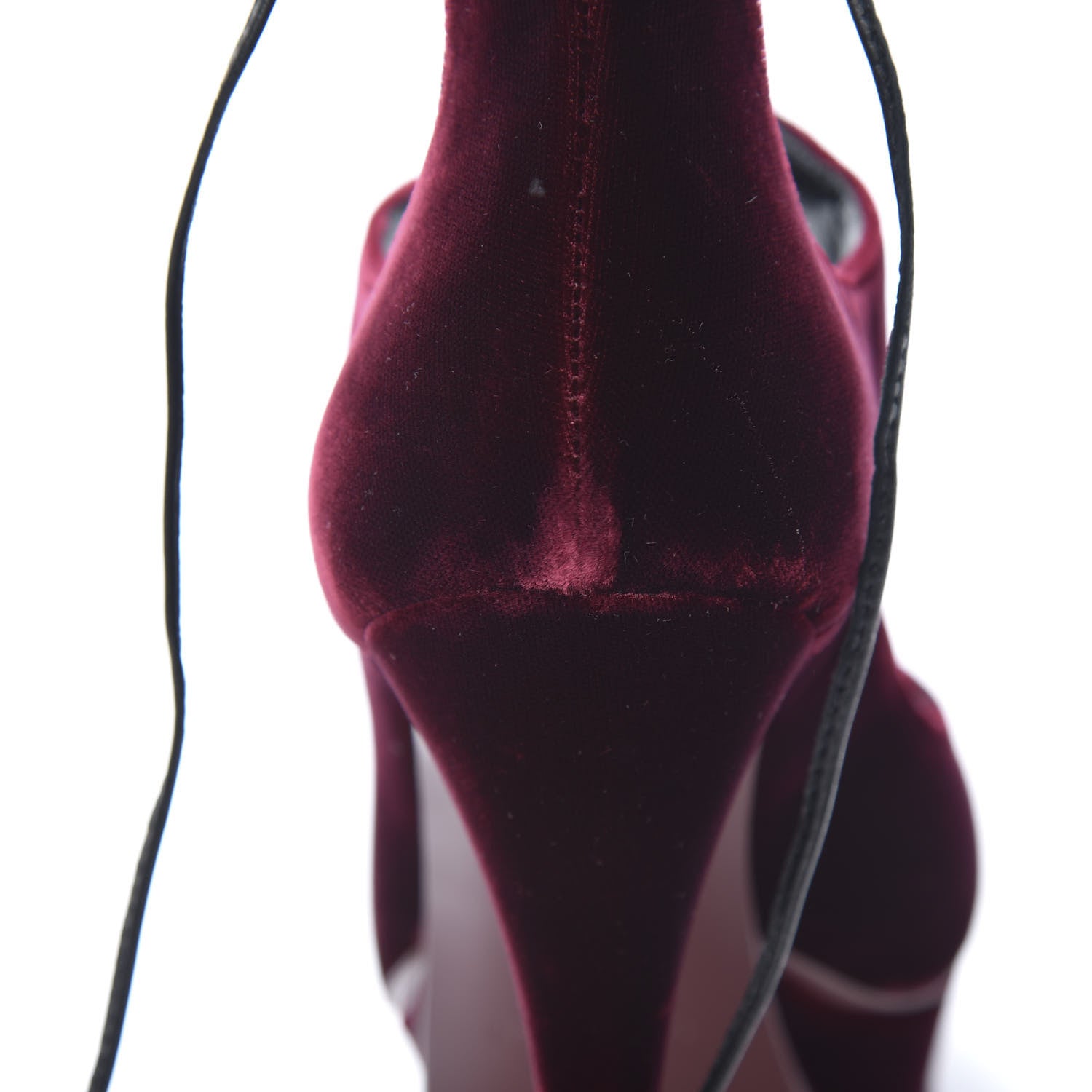 Saint Laurent Velluto Master Lace Up Tribute 105 Platform Sandals 38 Burgundy 10 of 11