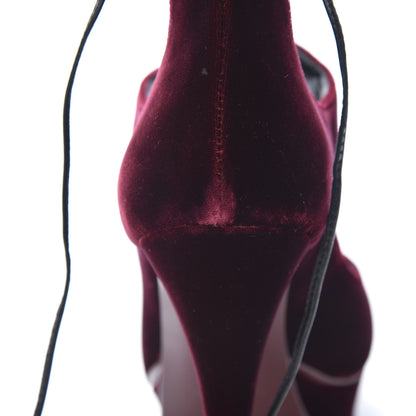Saint Laurent Velluto Master Lace Up Tribute 105 Platform Sandals 38 Burgundy 10 of 11