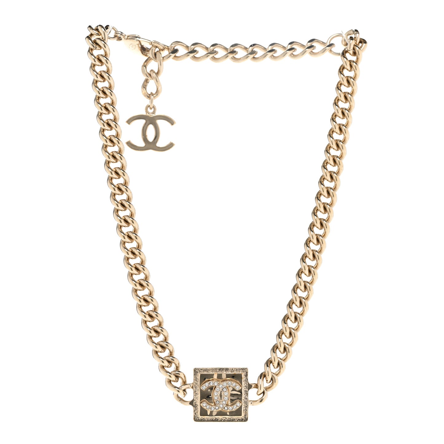 Metal Crystal CC Choker Gold