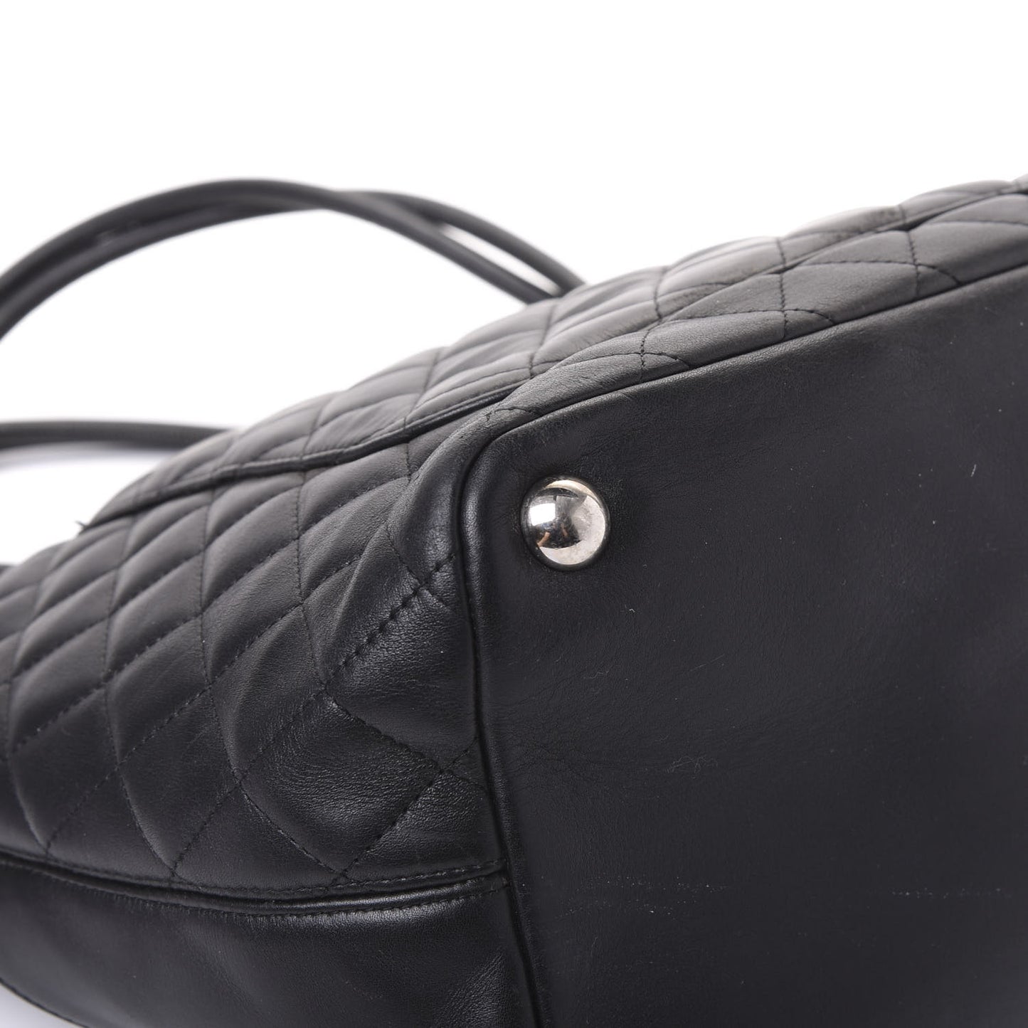 Calfskin Quilted Large Cambon Tote Black White