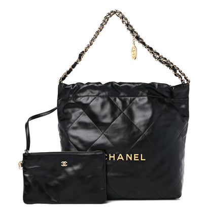 Chanel Shiny Calfskin Quilted Small Chanel 22 Black 1 of 10