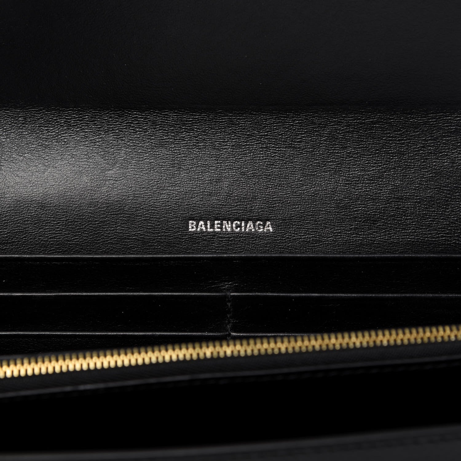 Balenciaga Grained Calfskin Logo Cash Continental Wallet on Chain Black White 8 of 9