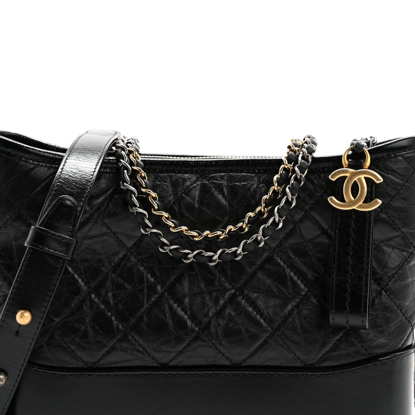 Aged Calfskin Quilted New Medium Gabrielle Hobo Black