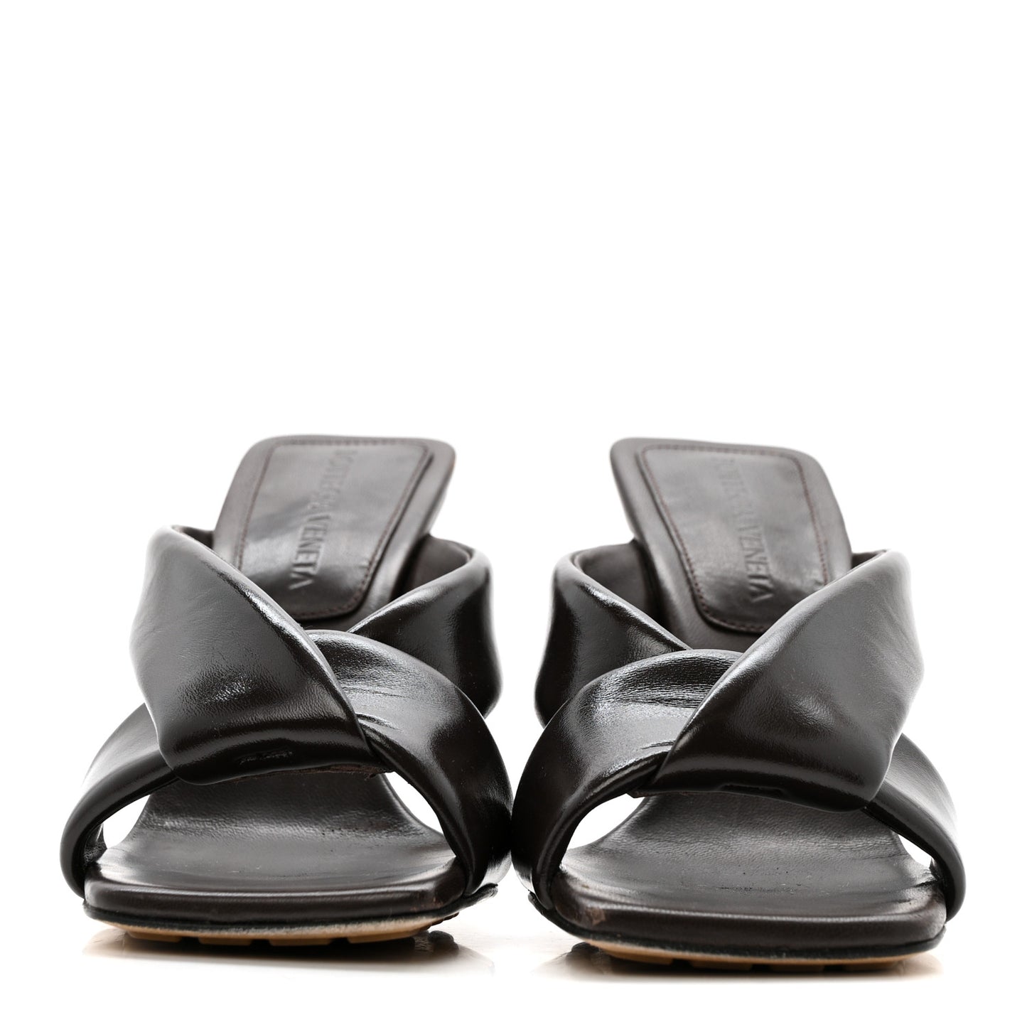 Shiny Calfskin Riva 90mm Mule Sandals 35 Fondant