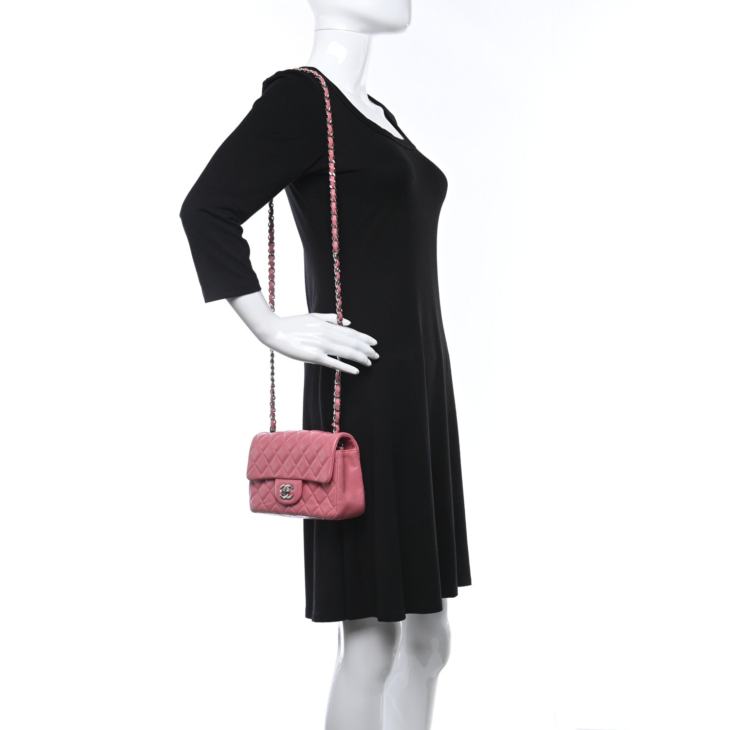 Chanel Lambskin Quilted Mini Rectangular Flap Pink 2 of 11