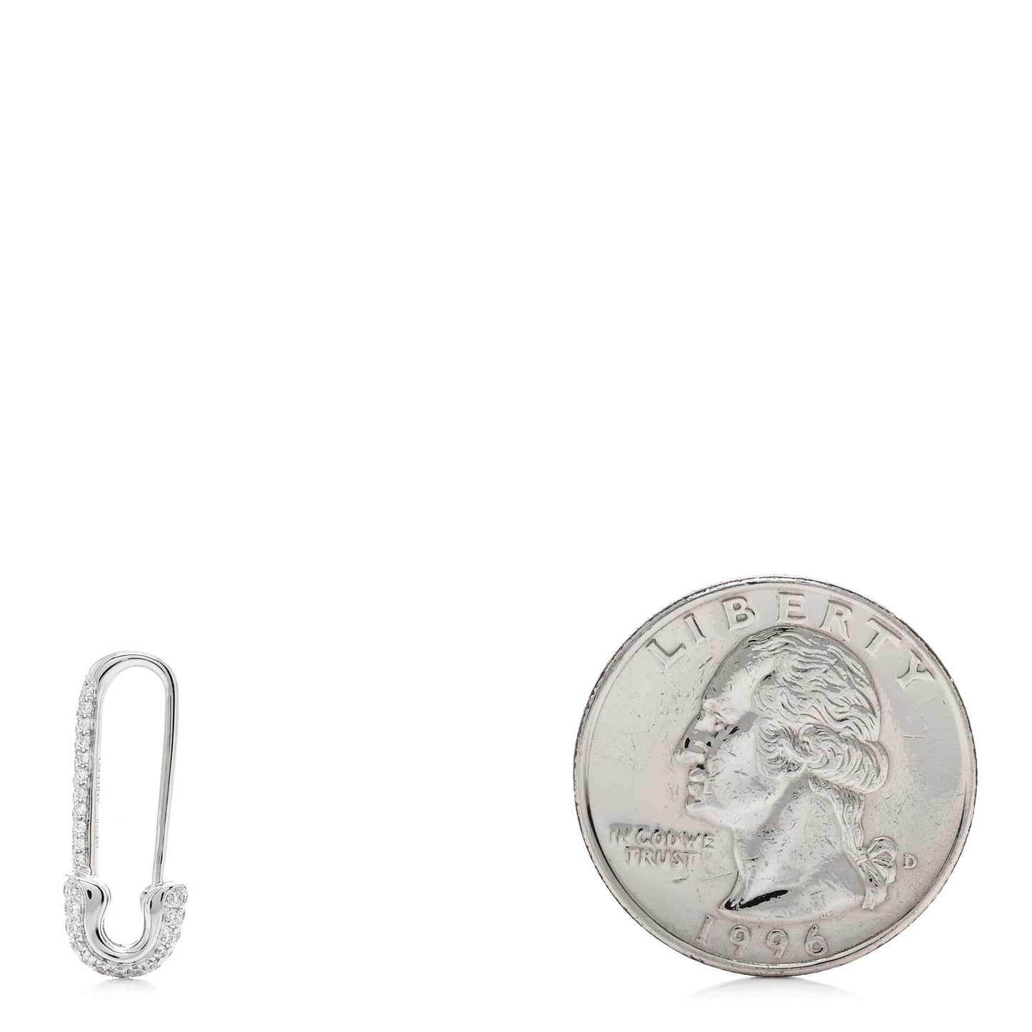 18K White Gold Diamond Mini Safety Pin Earring