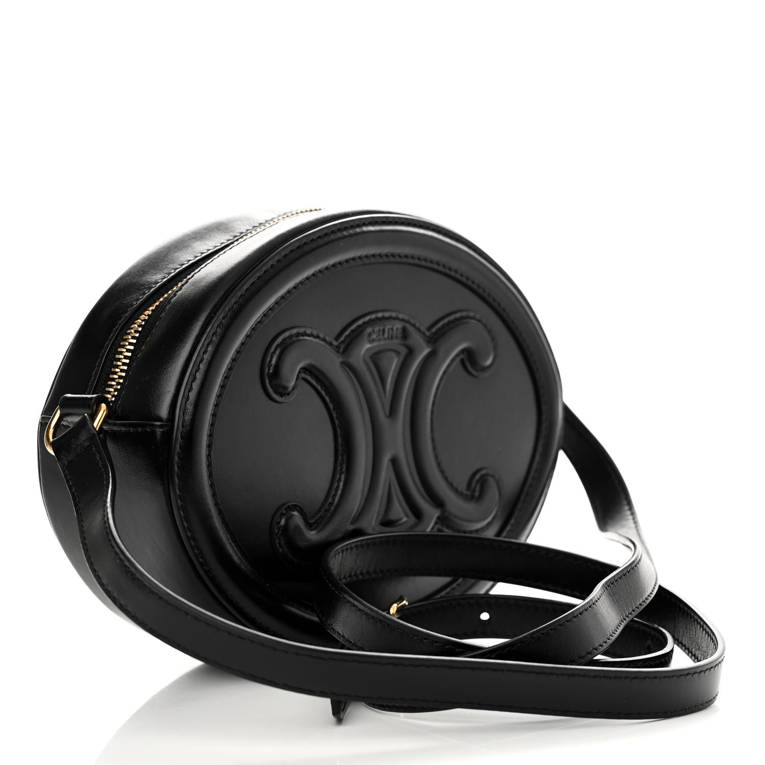 Celine Smooth Calfskin Cuir Triomphe Oval Bag Black 3 of 9