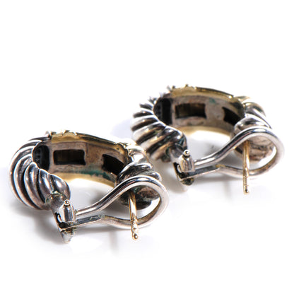 David Yurman 14k Yellow Gold and Sterling Silver Huggie Hoop Earrings 3 of 5