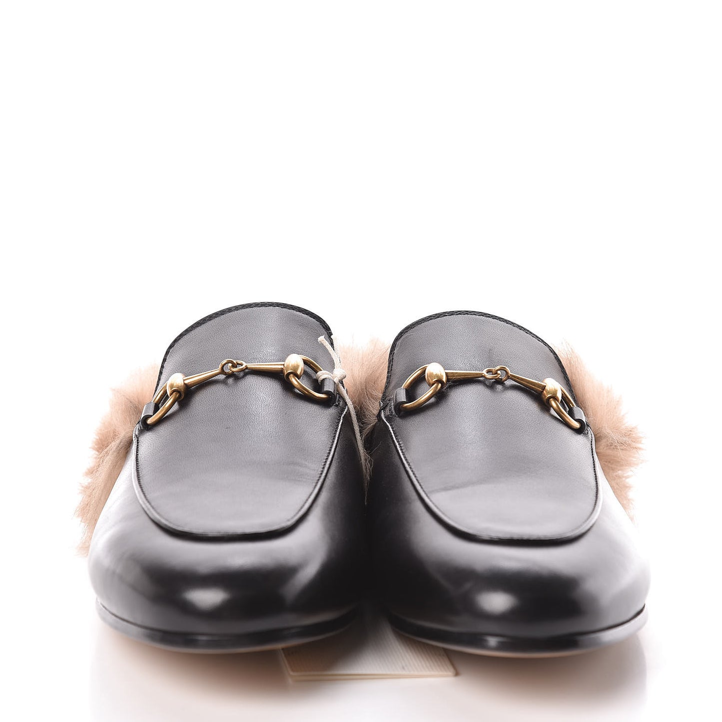 Calfskin Fur Womens Princetown Slippers 38.5 Black