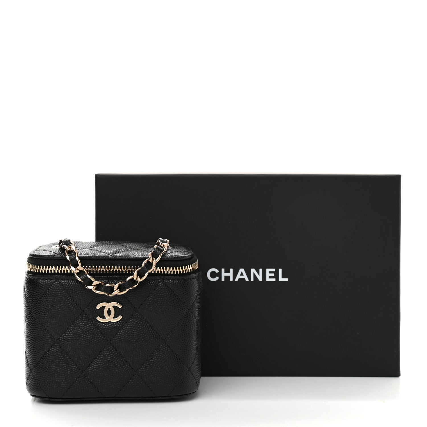 Chanel Caviar Quilted Mini Vanity Case With Chain Black 11 of 11