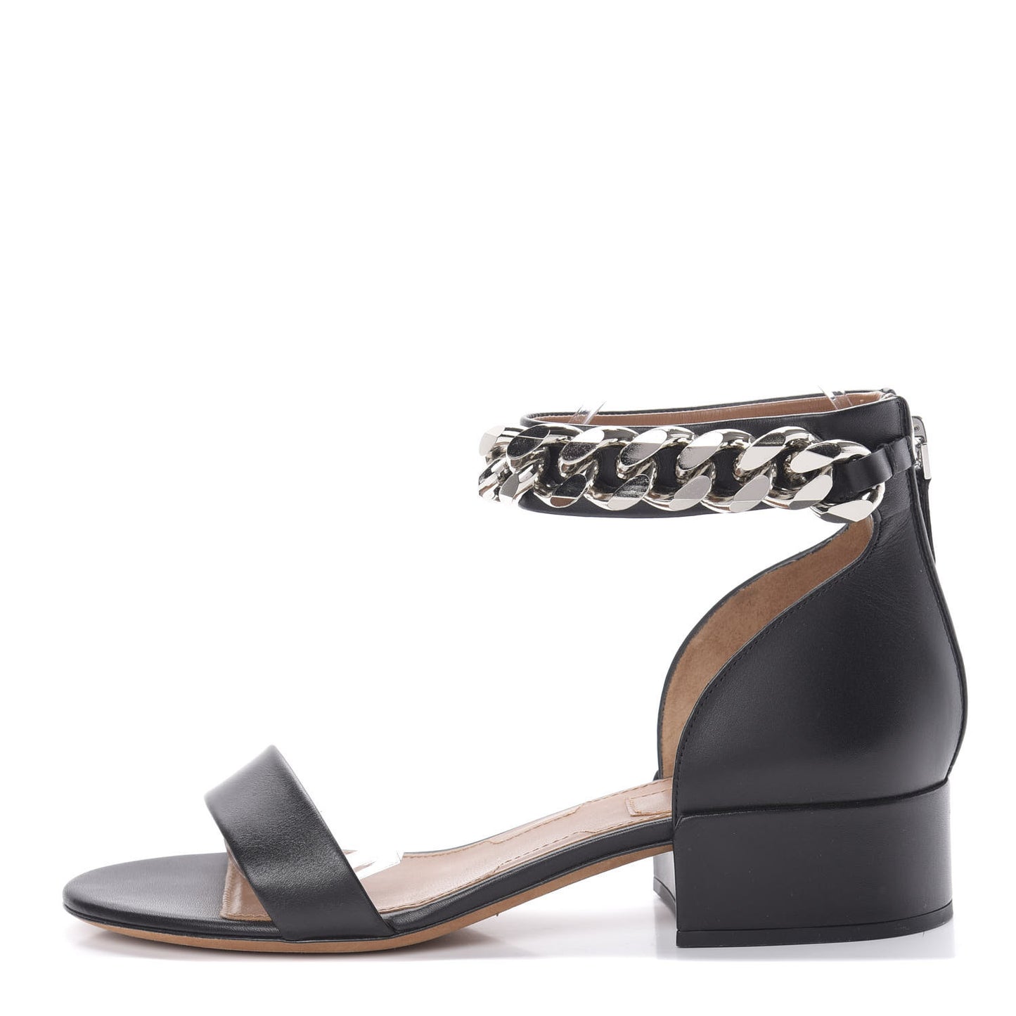 Lambskin Ankle Chain Sandals 38 Black