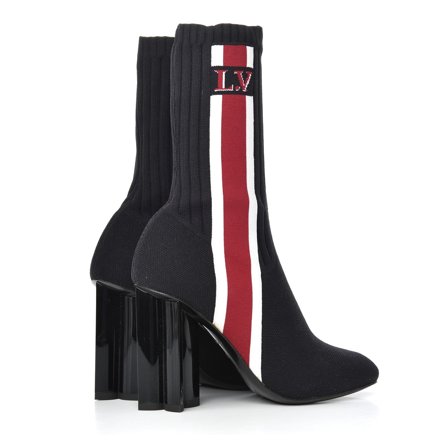 Louis Vuitton Stretch Fabric Silhouette Stripe Ankle Boots 36 Black 4 of 9