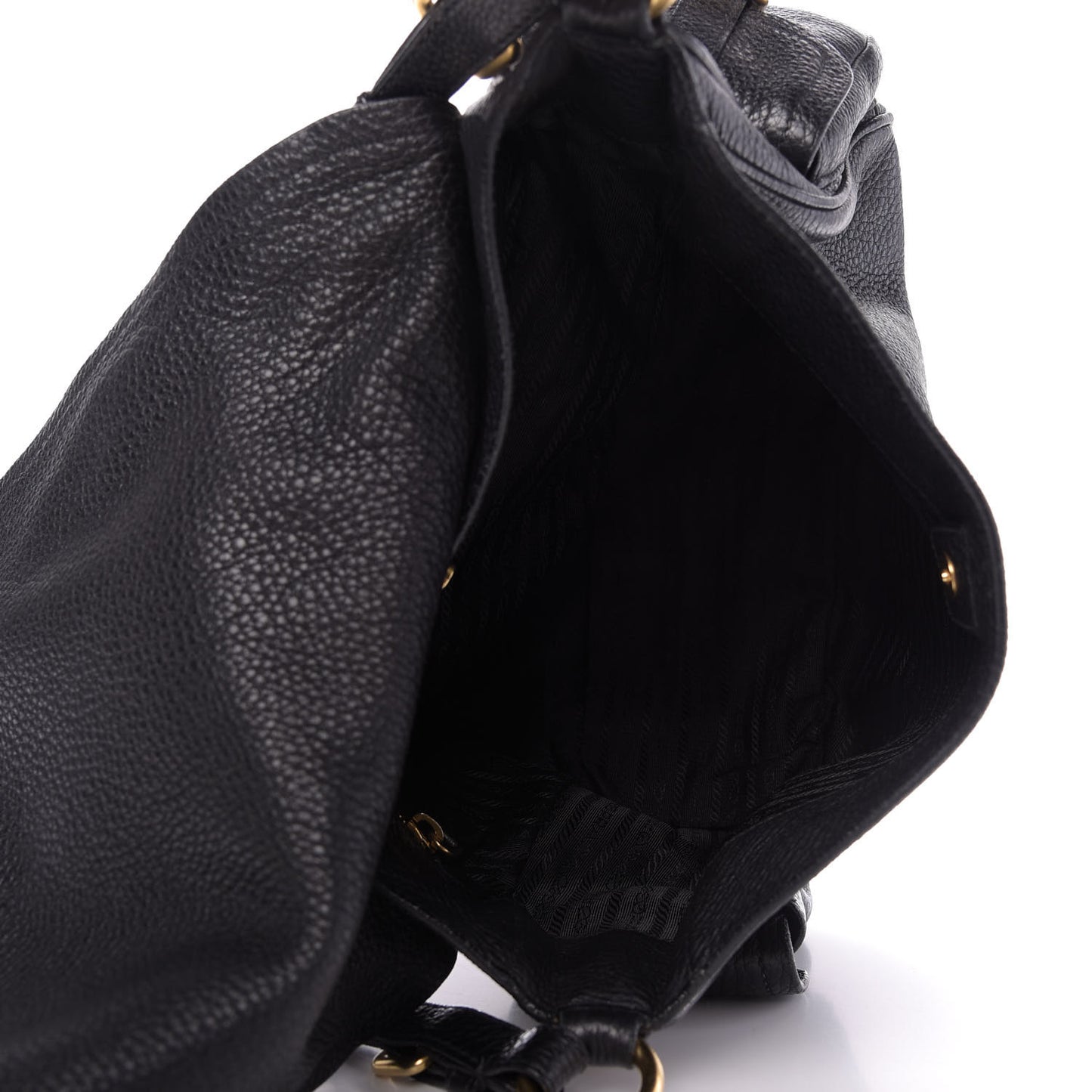 Vitello Daino Shoulder Flap Bag Black