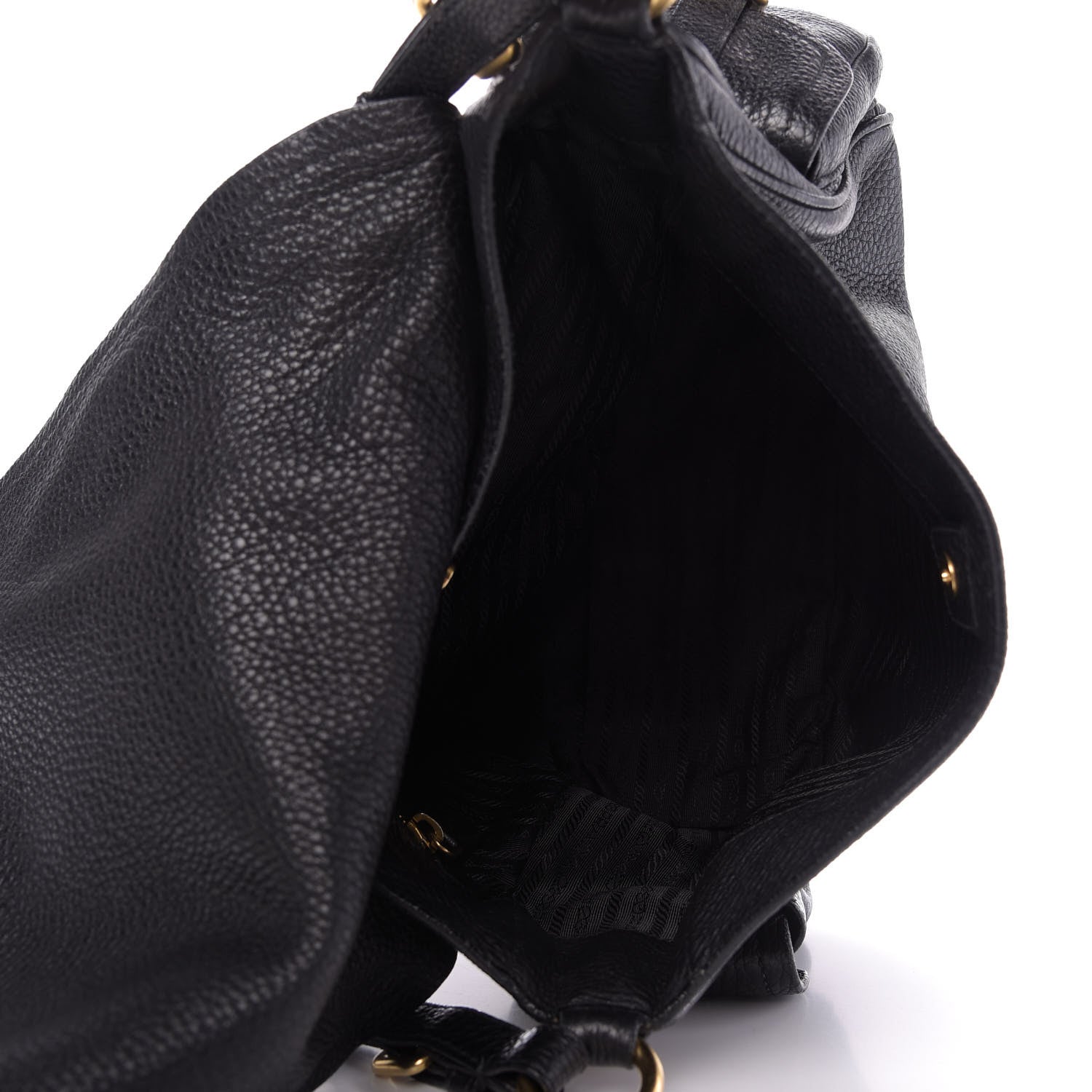 Prada Vitello Daino Shoulder Flap Bag Black 5 of 9