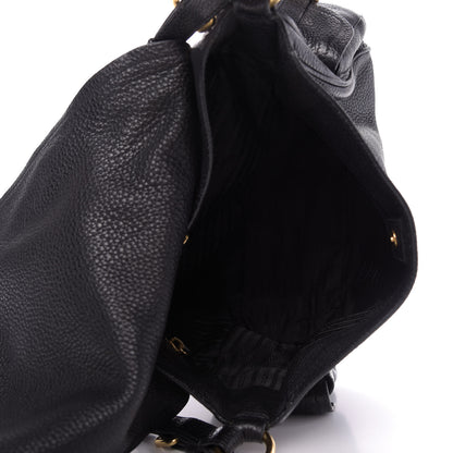 Prada Vitello Daino Shoulder Flap Bag Black 5 of 9