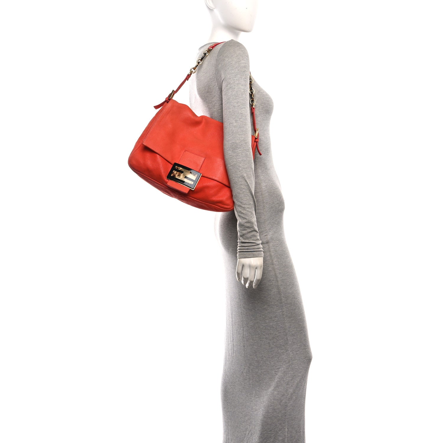 Fendi Nubuck Big Forever Mama Baguette Orange 2 of 11