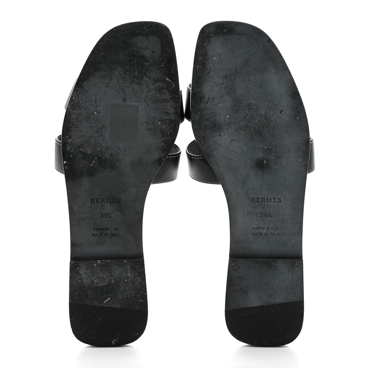 Hermes Box Calfskin Oran Sandals 39.5 Black 5 of 8