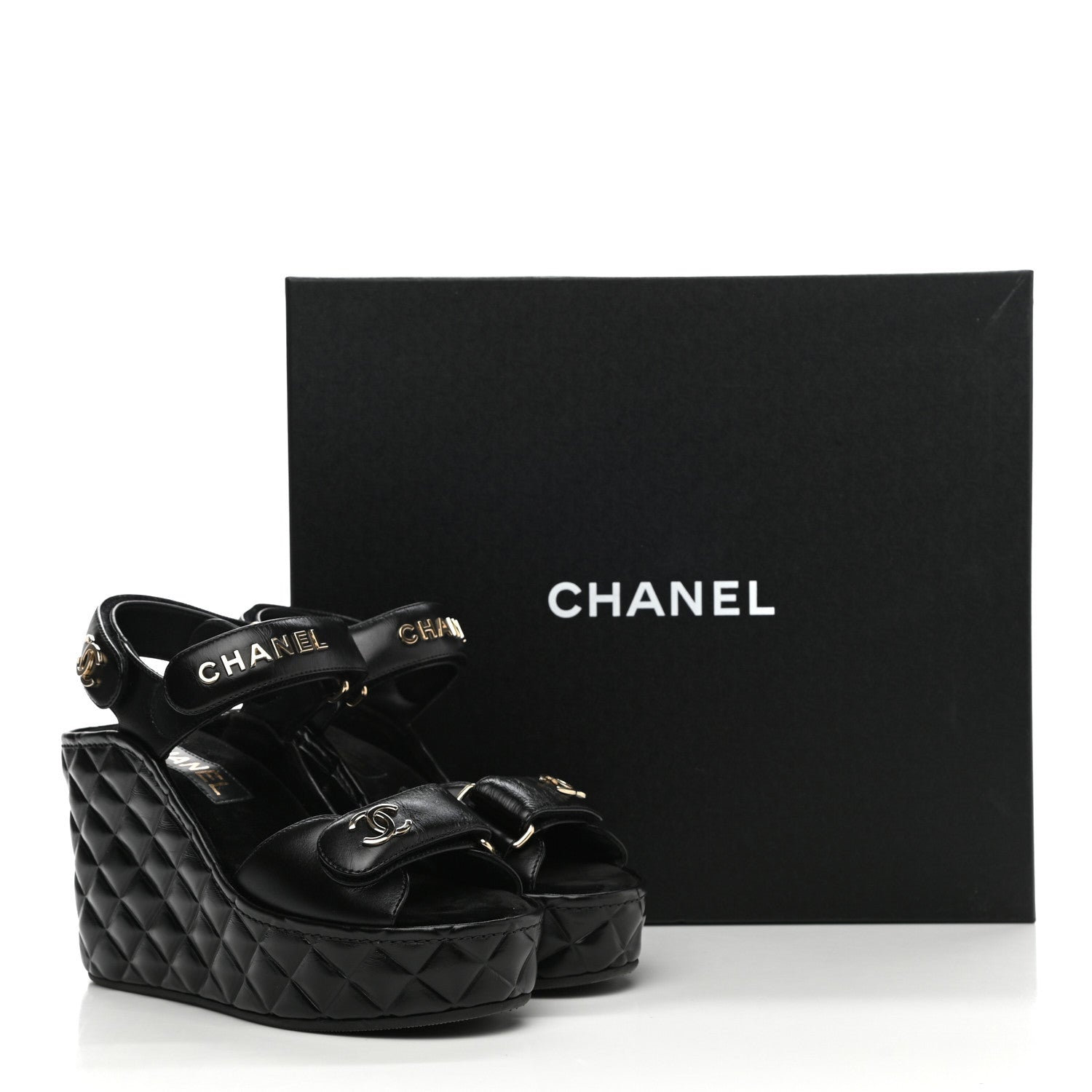Chanel Fabric Calfskin Suede CC Sneakers 37.5 Black 13 of 13