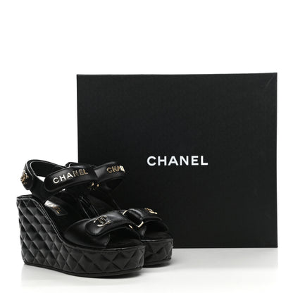 Chanel Fabric Calfskin Suede CC Sneakers 37.5 Black 13 of 13