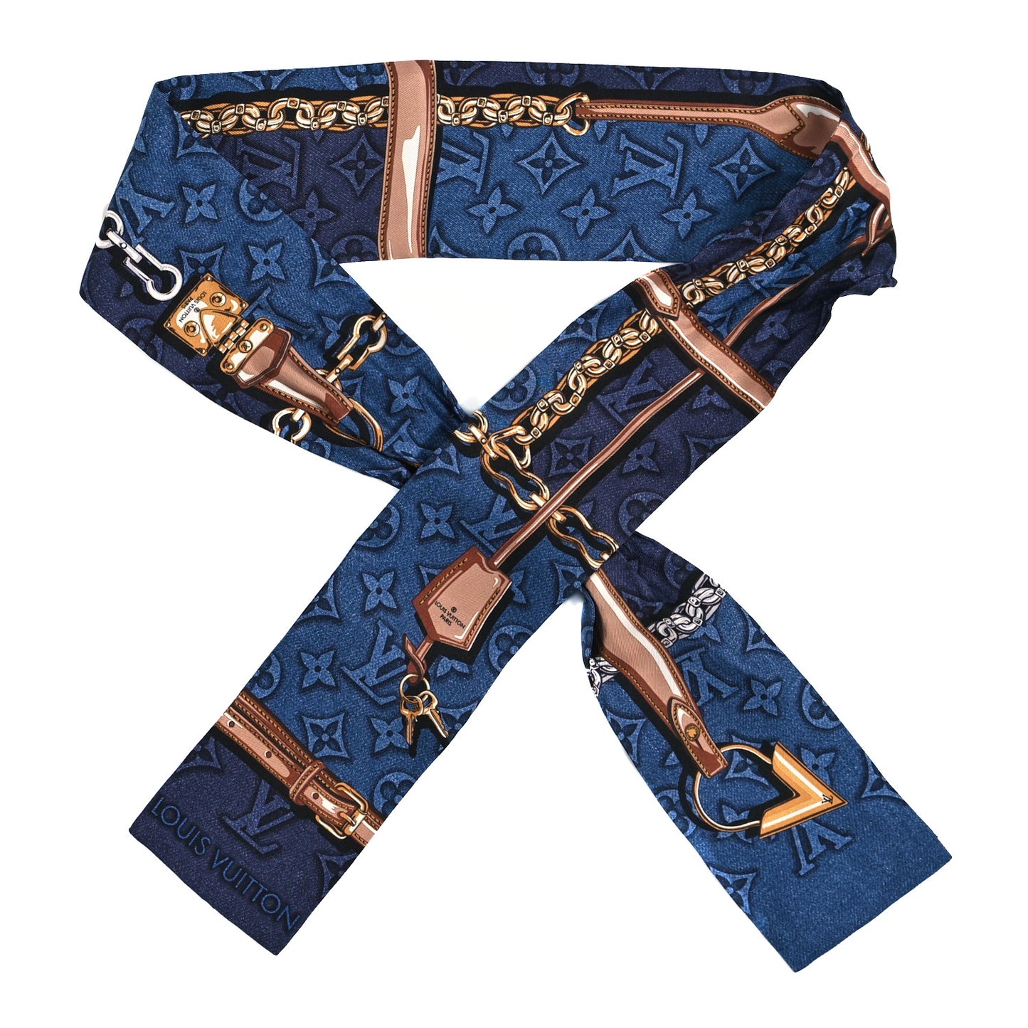 Silk Denimgram Confidential Bandeau Denim Blue