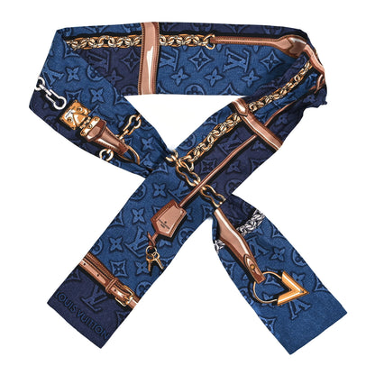 Louis Vuitton Silk Denimgram Confidential Bandeau Denim Blue 1 of 4