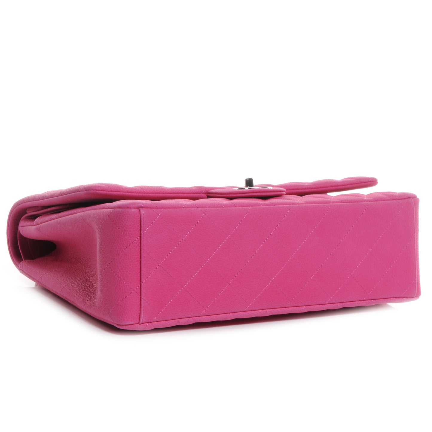 Iridescent Caviar Maxi Double Flap Hot Pink