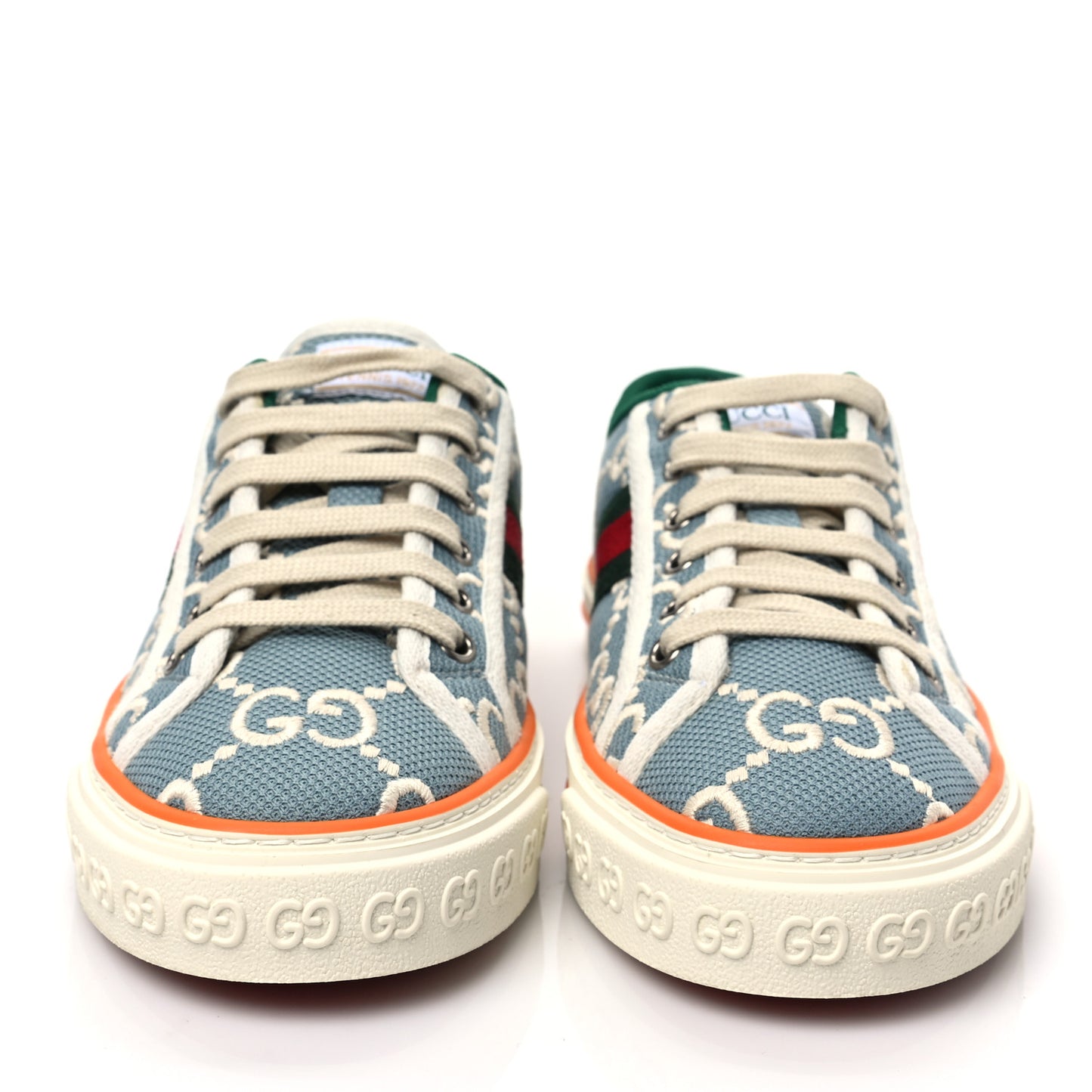 Cotton GG Monogram Web Womens 1977 Tennis Sneakers 39.5 Philod Ivory Mystic White