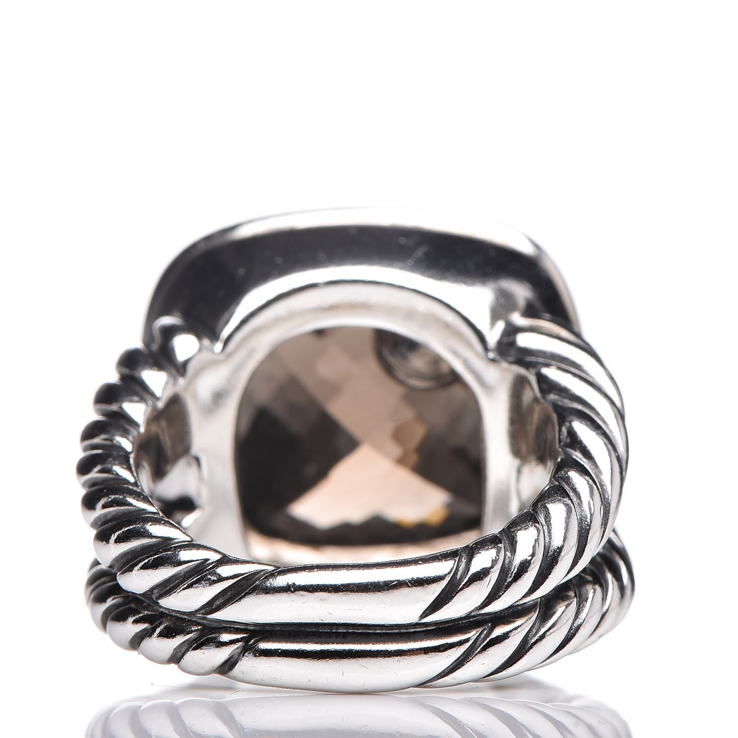 Sterling Silver Diamond Smoky Quartz 14mm Albion Ring 52 6