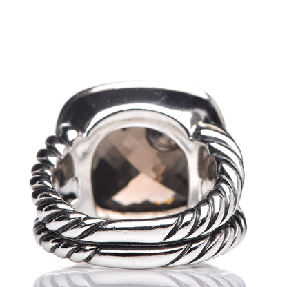 David Yurman Sterling Silver Diamond Smoky Quartz 14mm Albion Ring 52 6 4 of 5