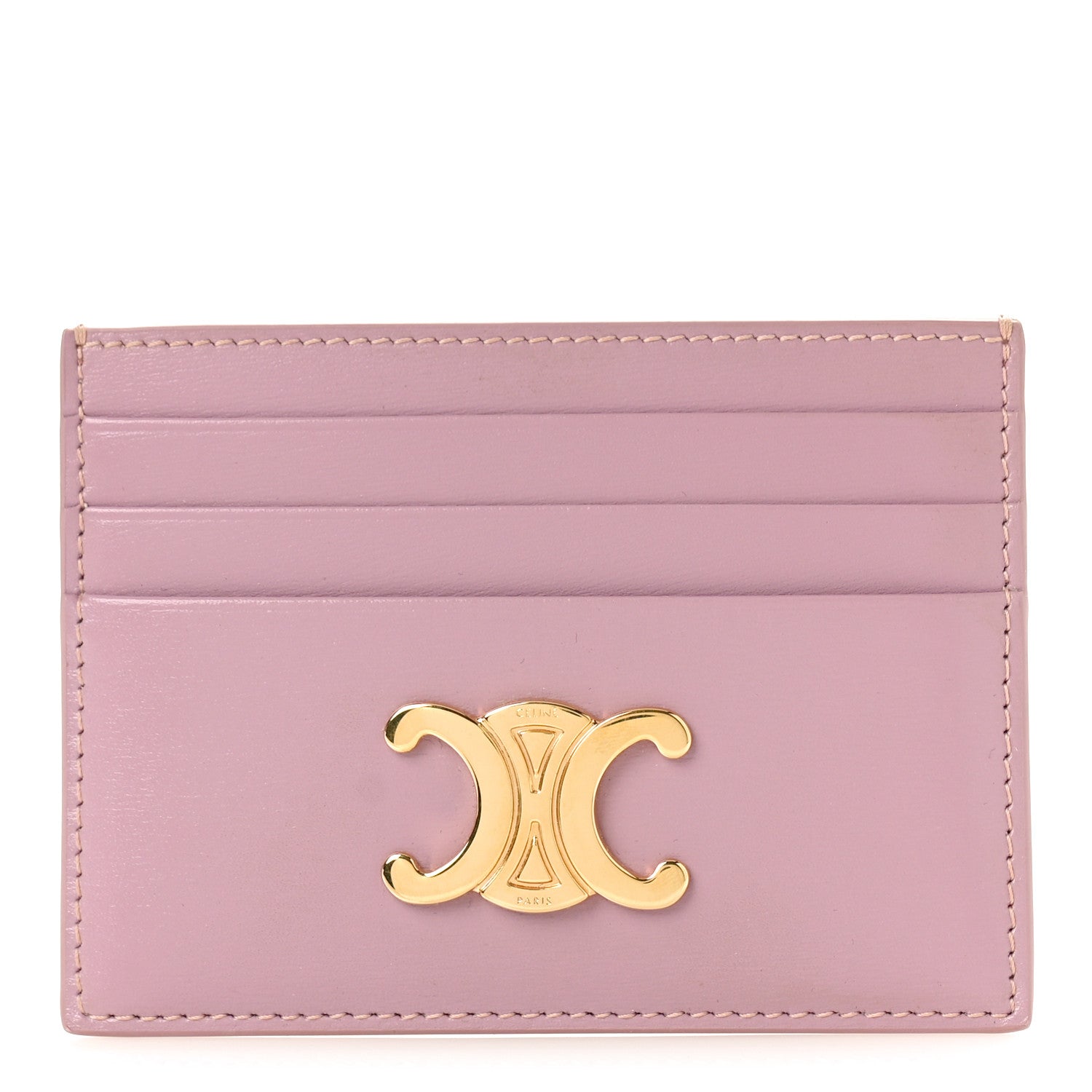 Celine Shiny Calfskin Triomphe Card Holder Petal 1 of 9