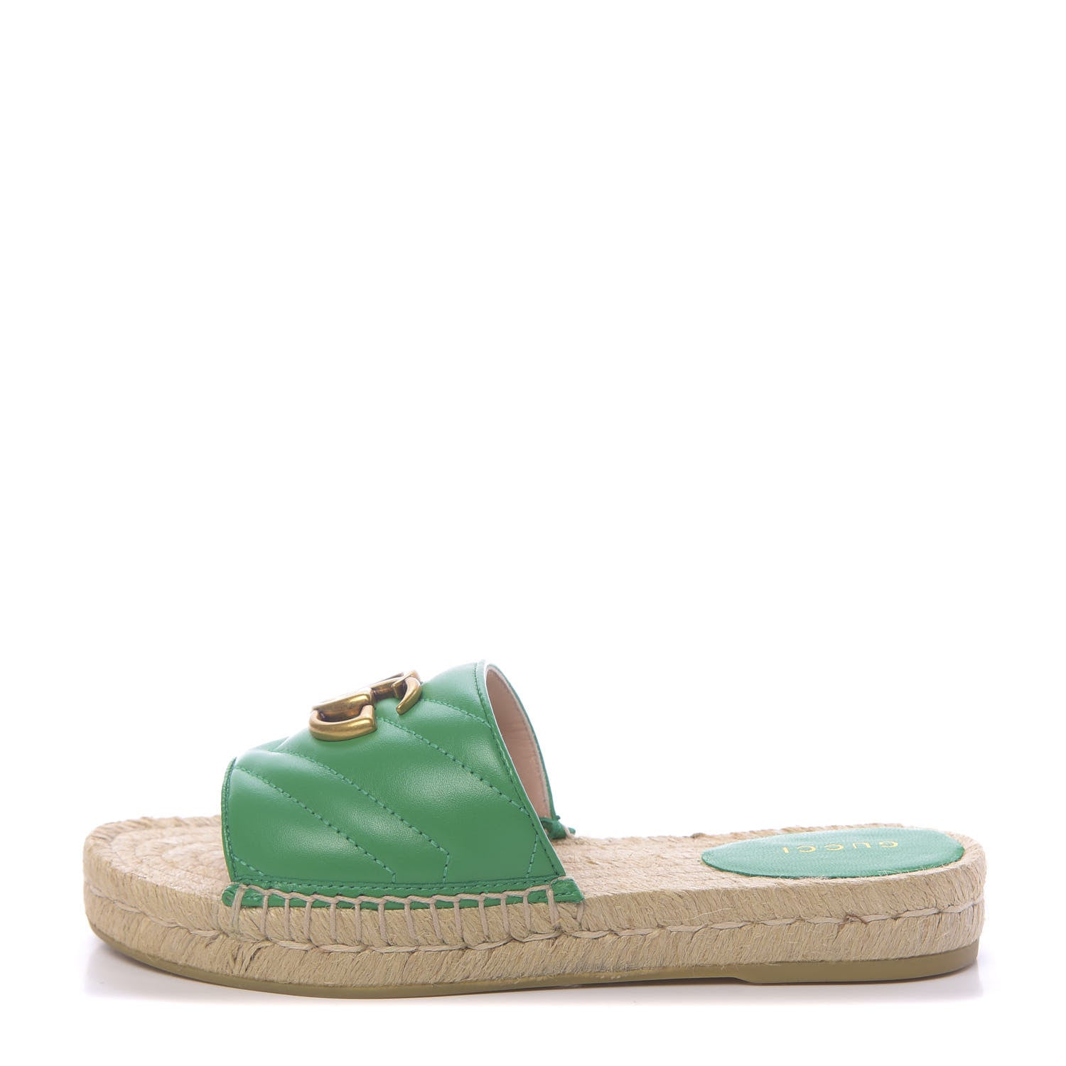 Gucci Nappa Matelasse GG Marmont Espadrille Slide Sandals 35 New Shamarock 1 of 11