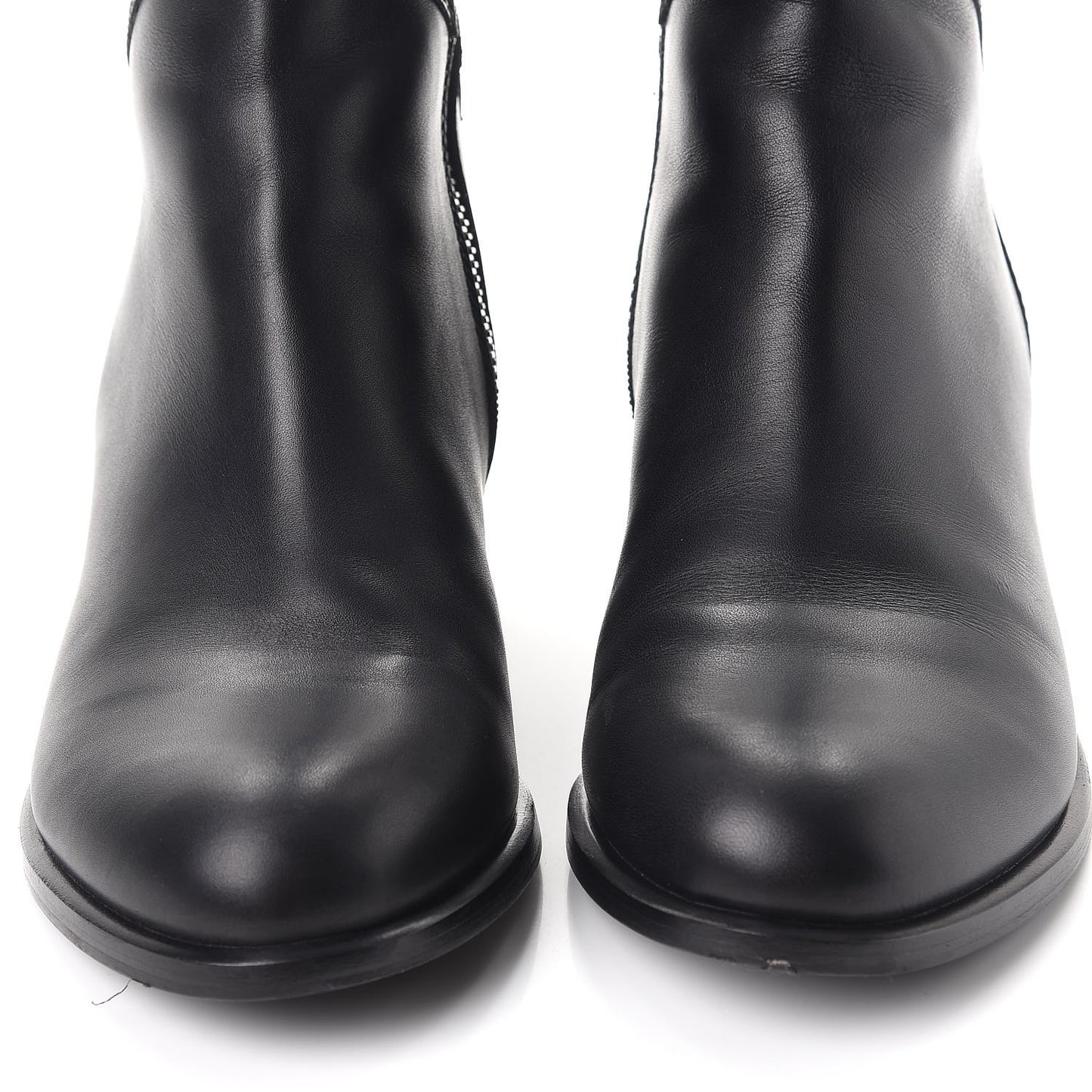 Calfskin Bow Lace Up Back Knee High Tall Boots 38.5 Black