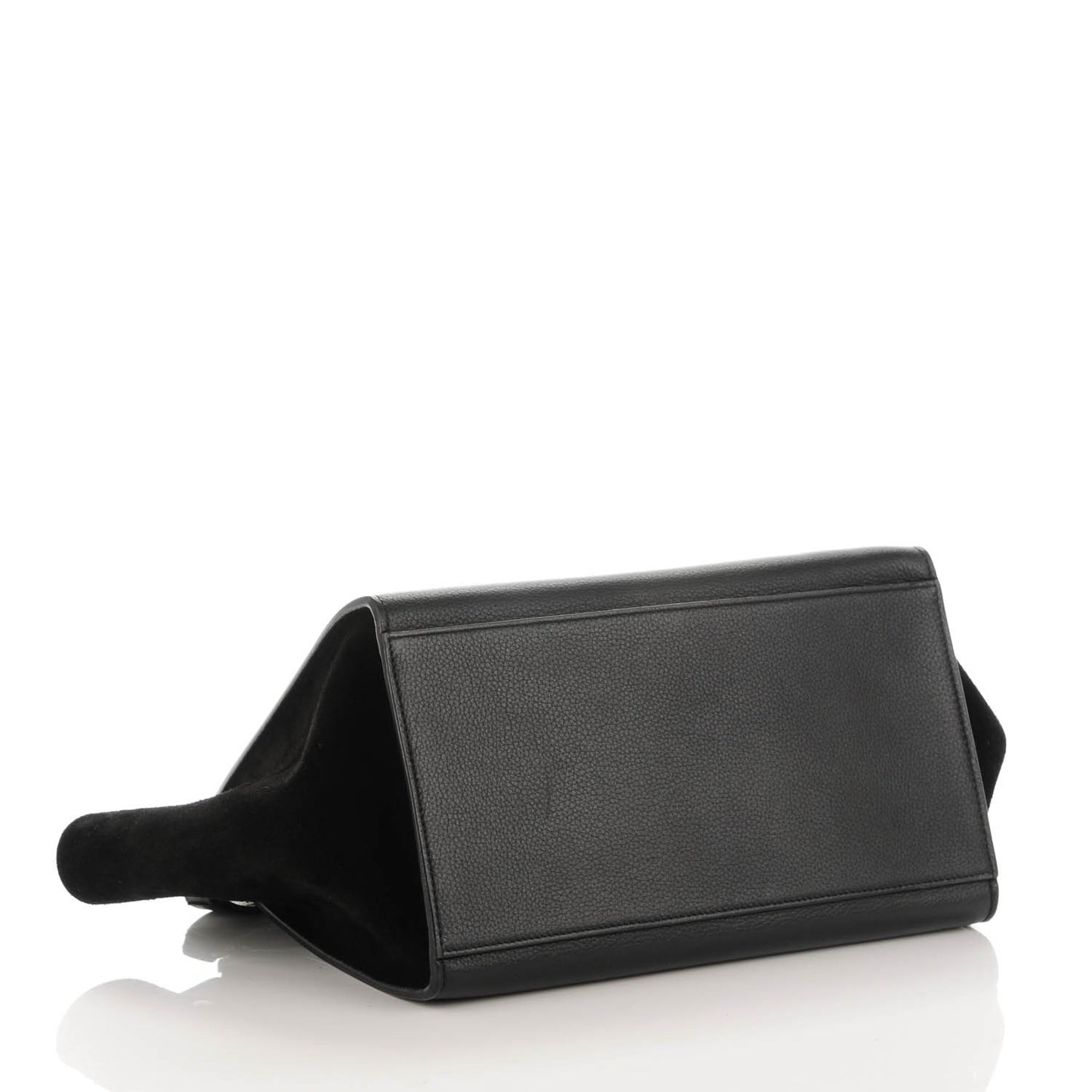 Drummed Calfskin Suede Small Trapeze Black