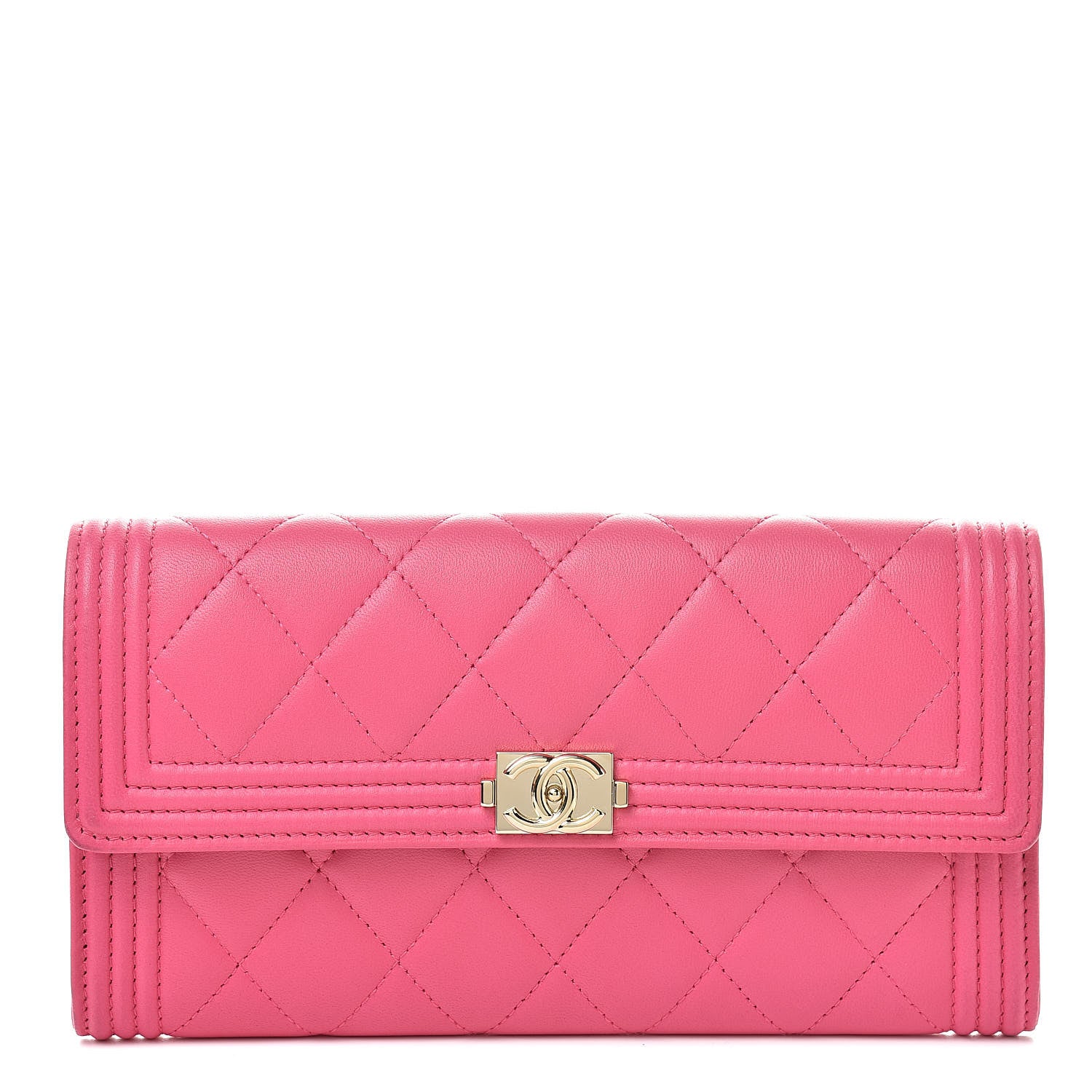 Chanel Lambskin Quilted Boy Flap Wallet Fuchsia 1 of 8