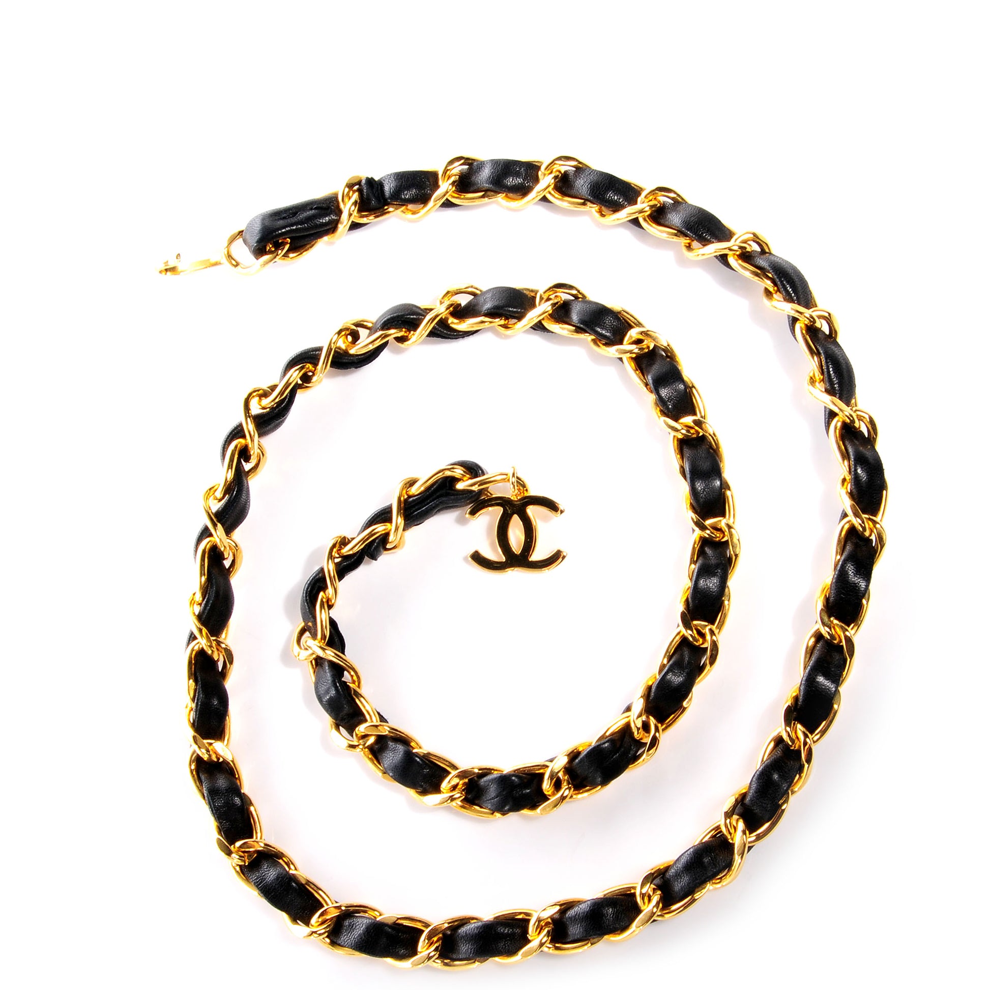 Chanel Leather Chain CC Belt Black Gold 1 of 3