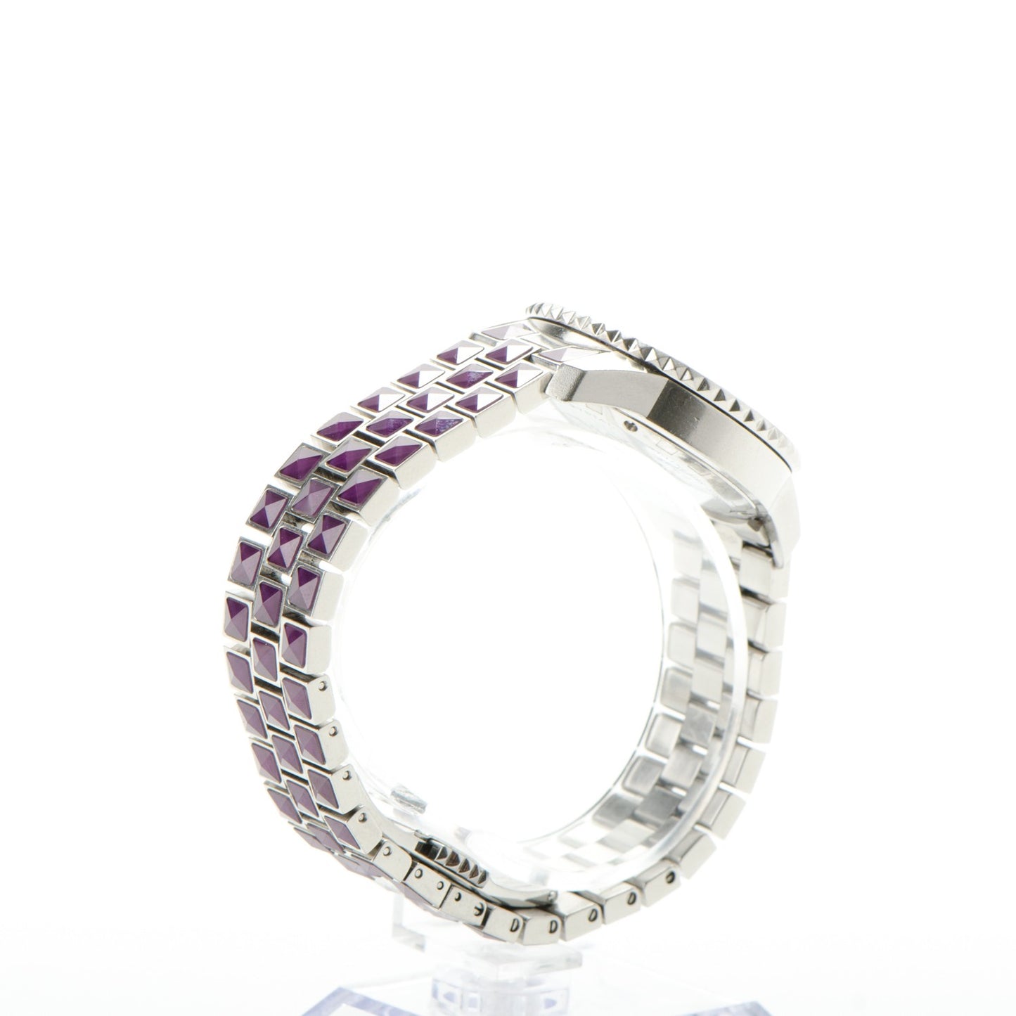 Stainless Steel Diamond Sapphire 33mm Christal Quartz Watch Purple