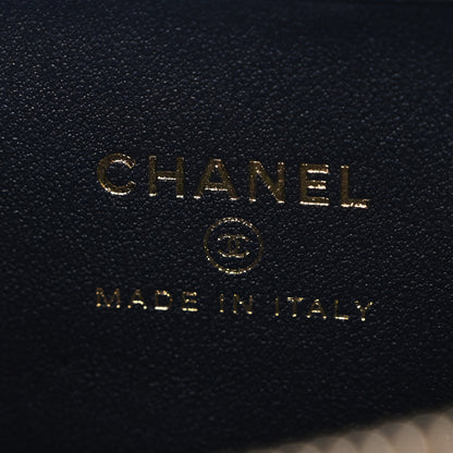 Chanel Denim Quilted Top Handle Slim Vanity Case With Chain Dark Blue Orange 6 of 10